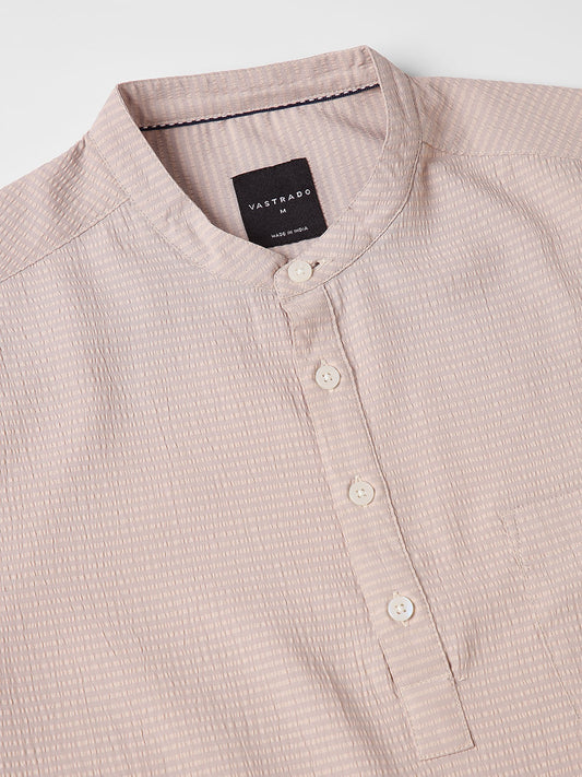 Elegant Beige Striped Seersucker Kurta