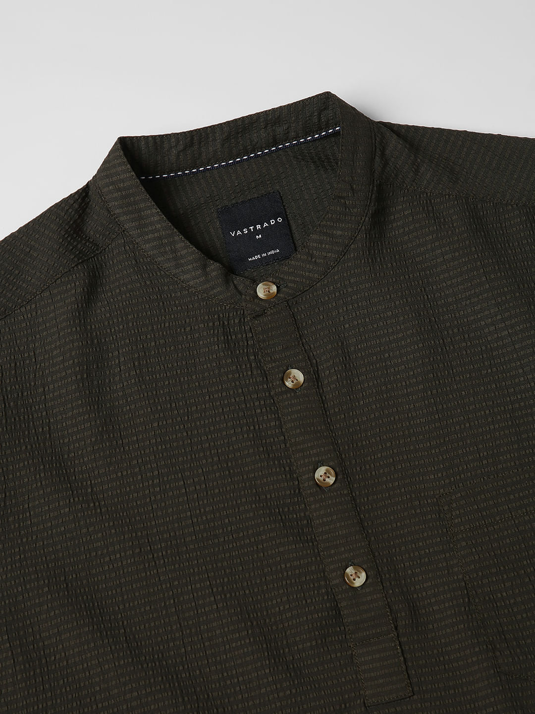 Olive Green Seersucker Kurta
