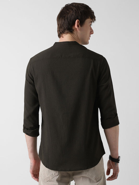 Olive Green Seersucker Kurta