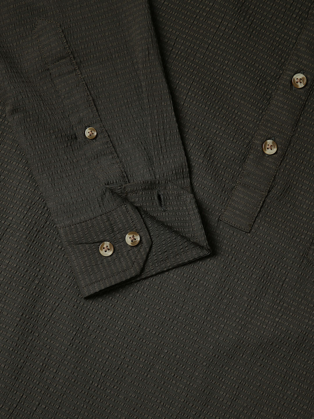 Olive Green Seersucker Kurta