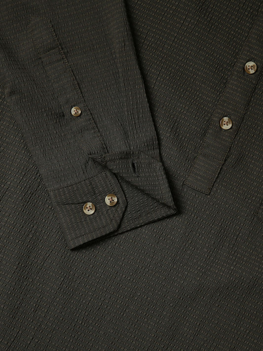 Olive Green Seersucker Kurta