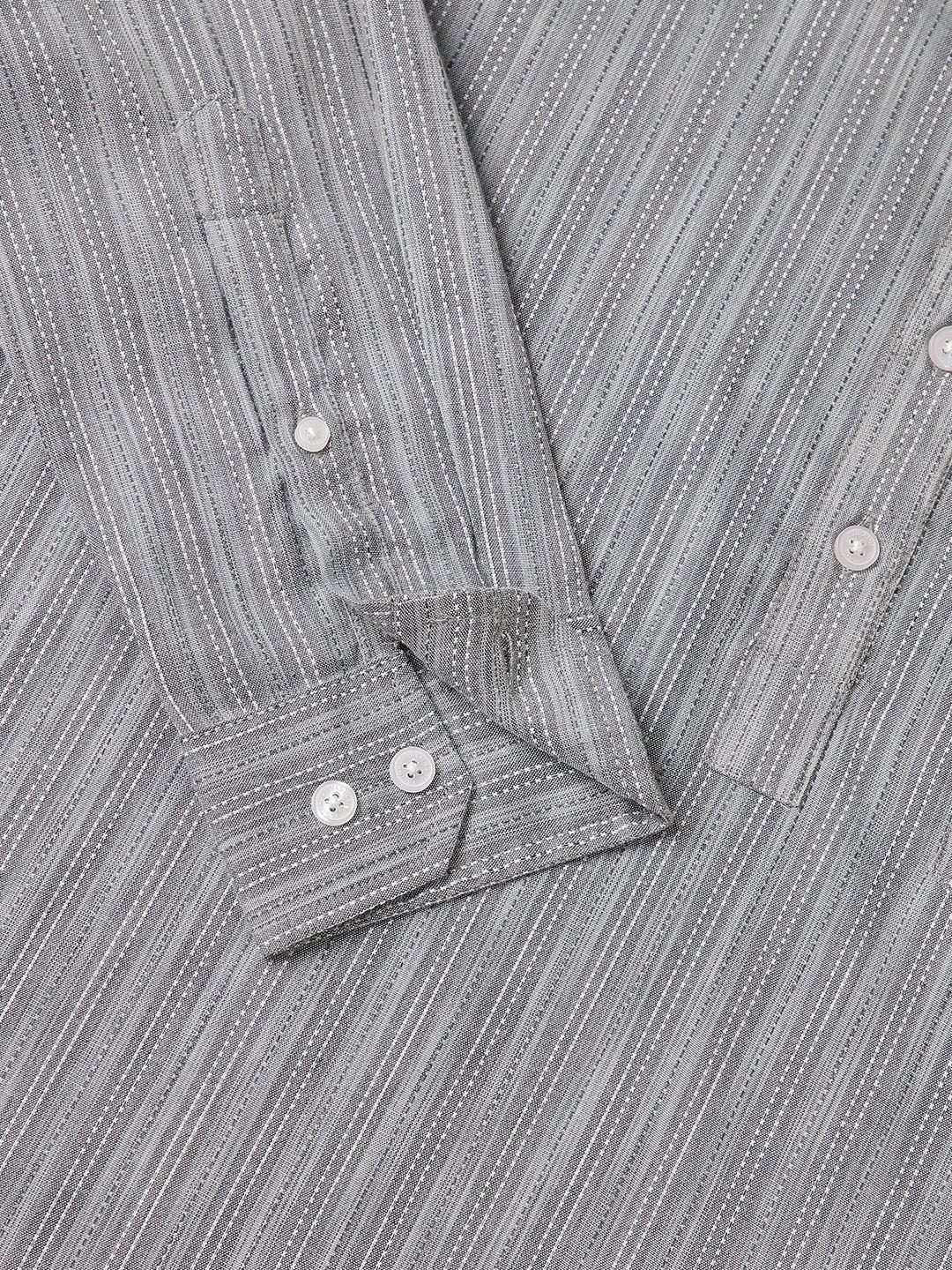 Modish Dobby Chalk Striped Grey Kurta