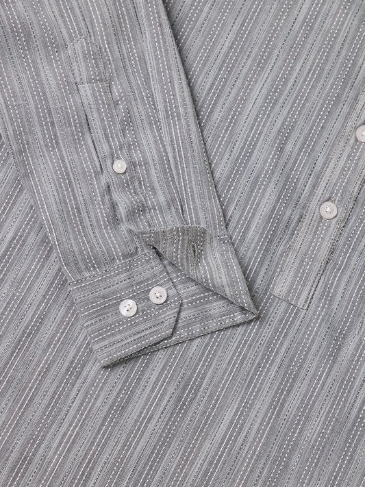 Modish Dobby Chalk Striped Grey Kurta