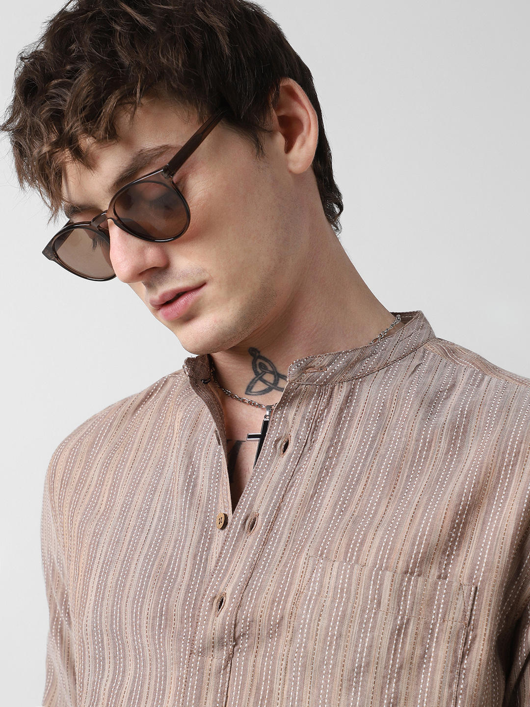 Line Thread Almond Striped Kurta