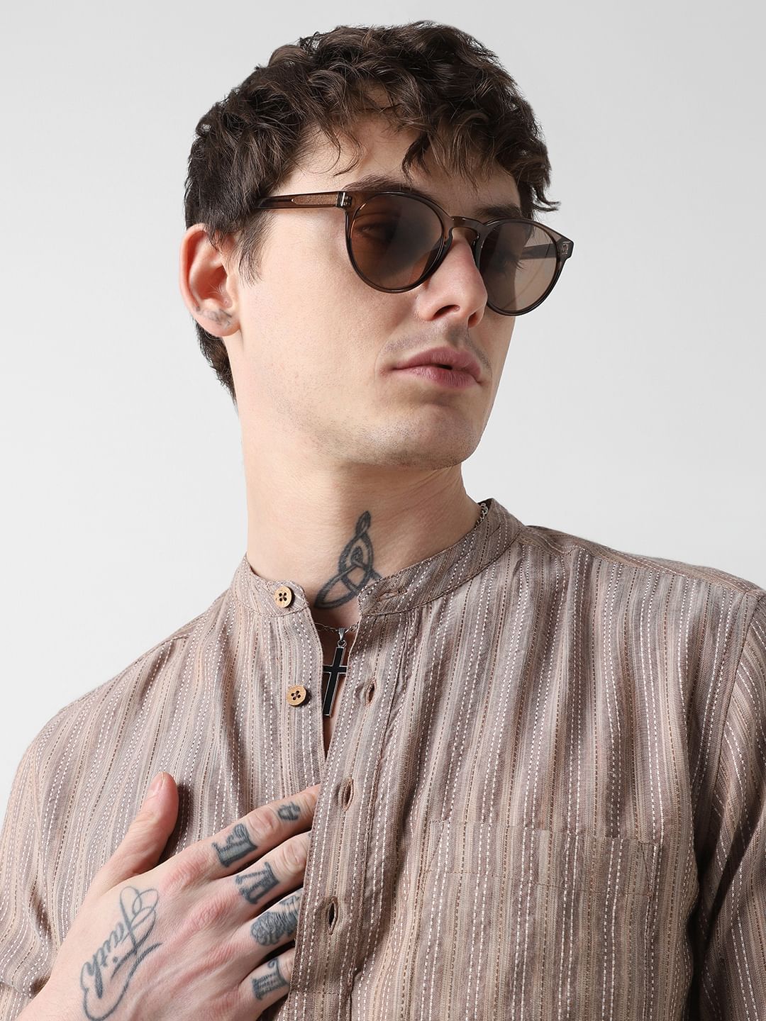 Line Thread Almond Striped Kurta