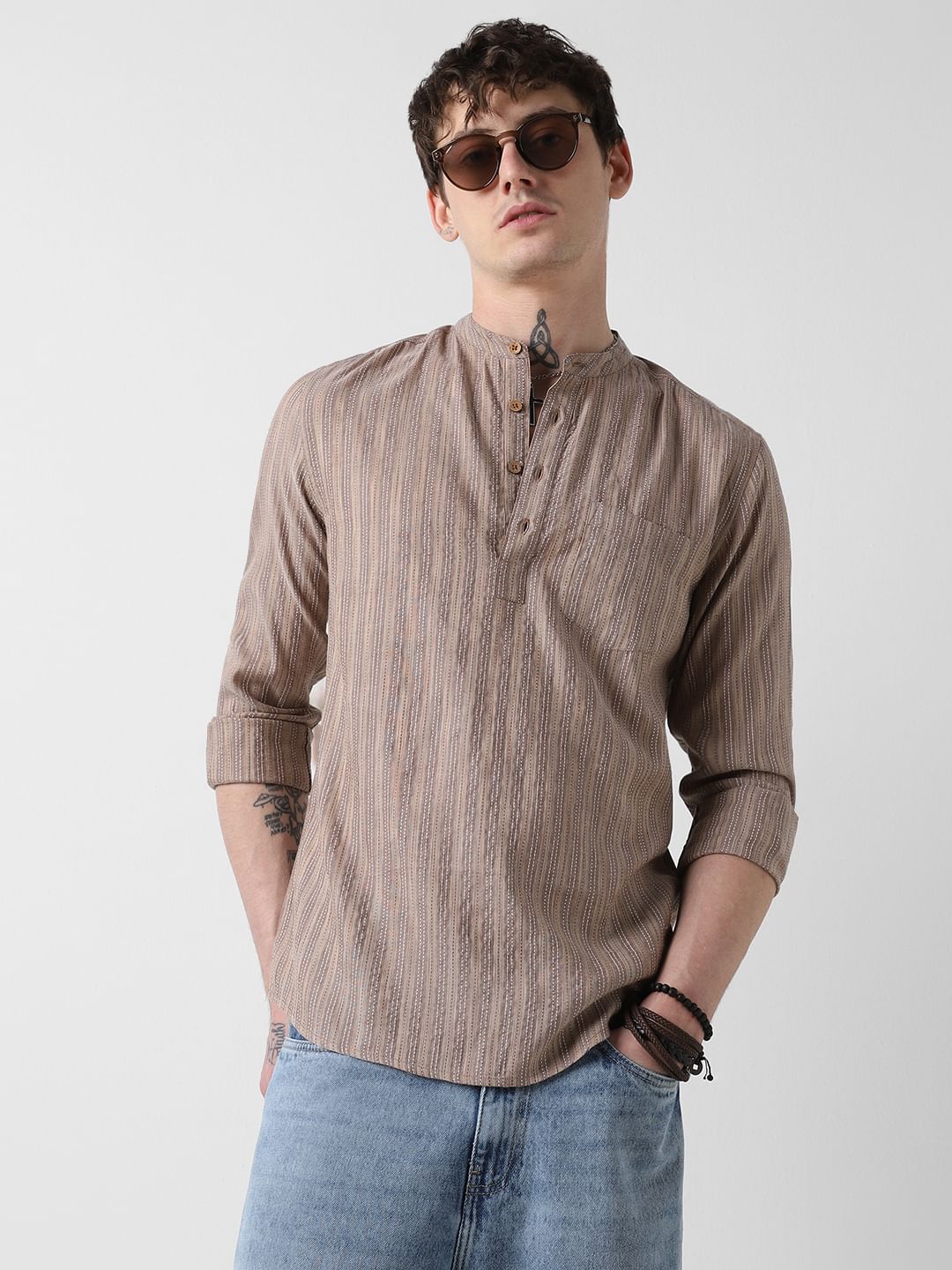 Line Thread Almond Striped Kurta