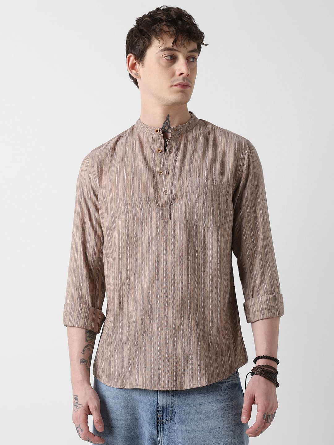 Line Thread Almond Striped Kurta