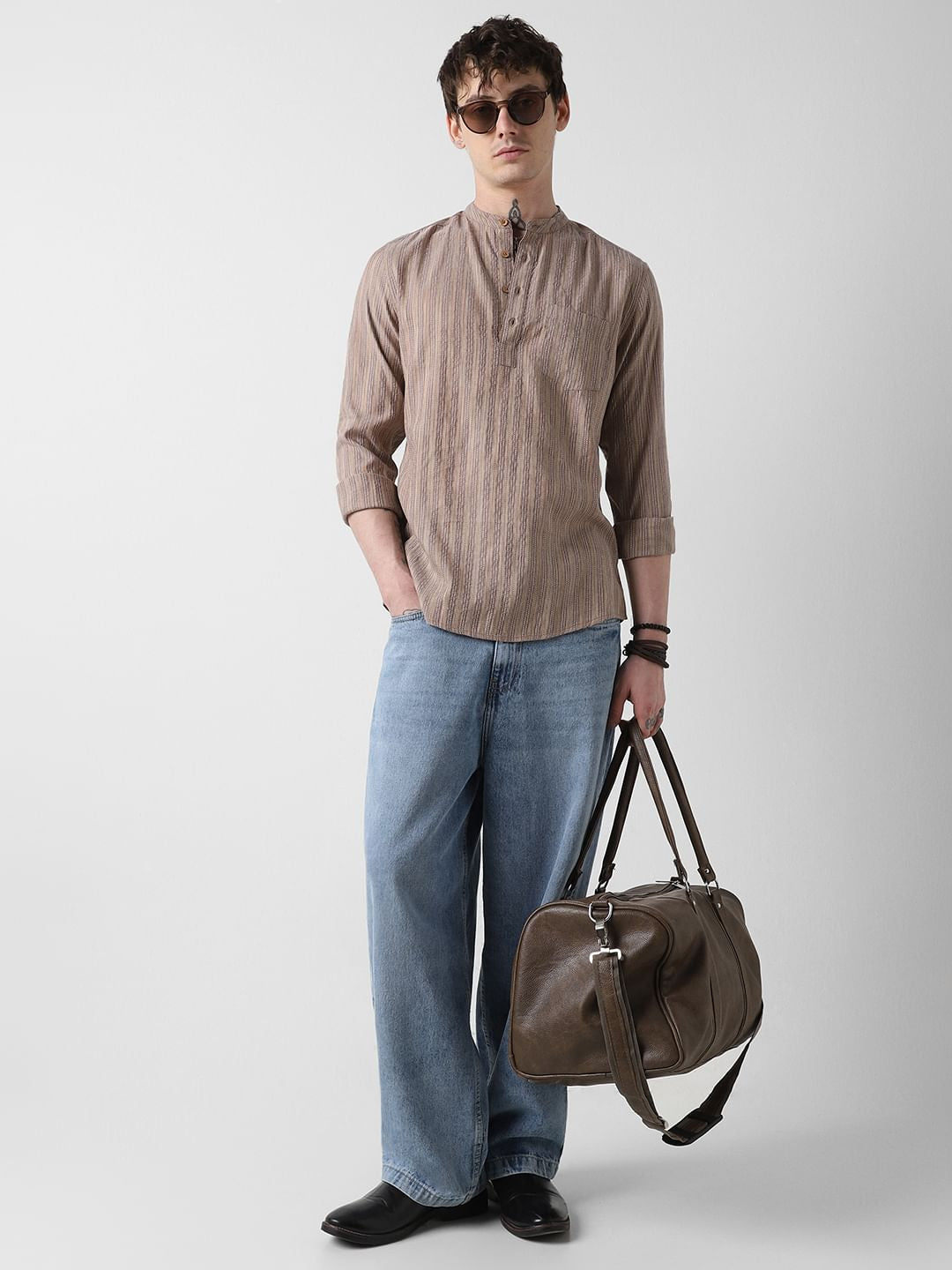 Line Thread Almond Striped Kurta