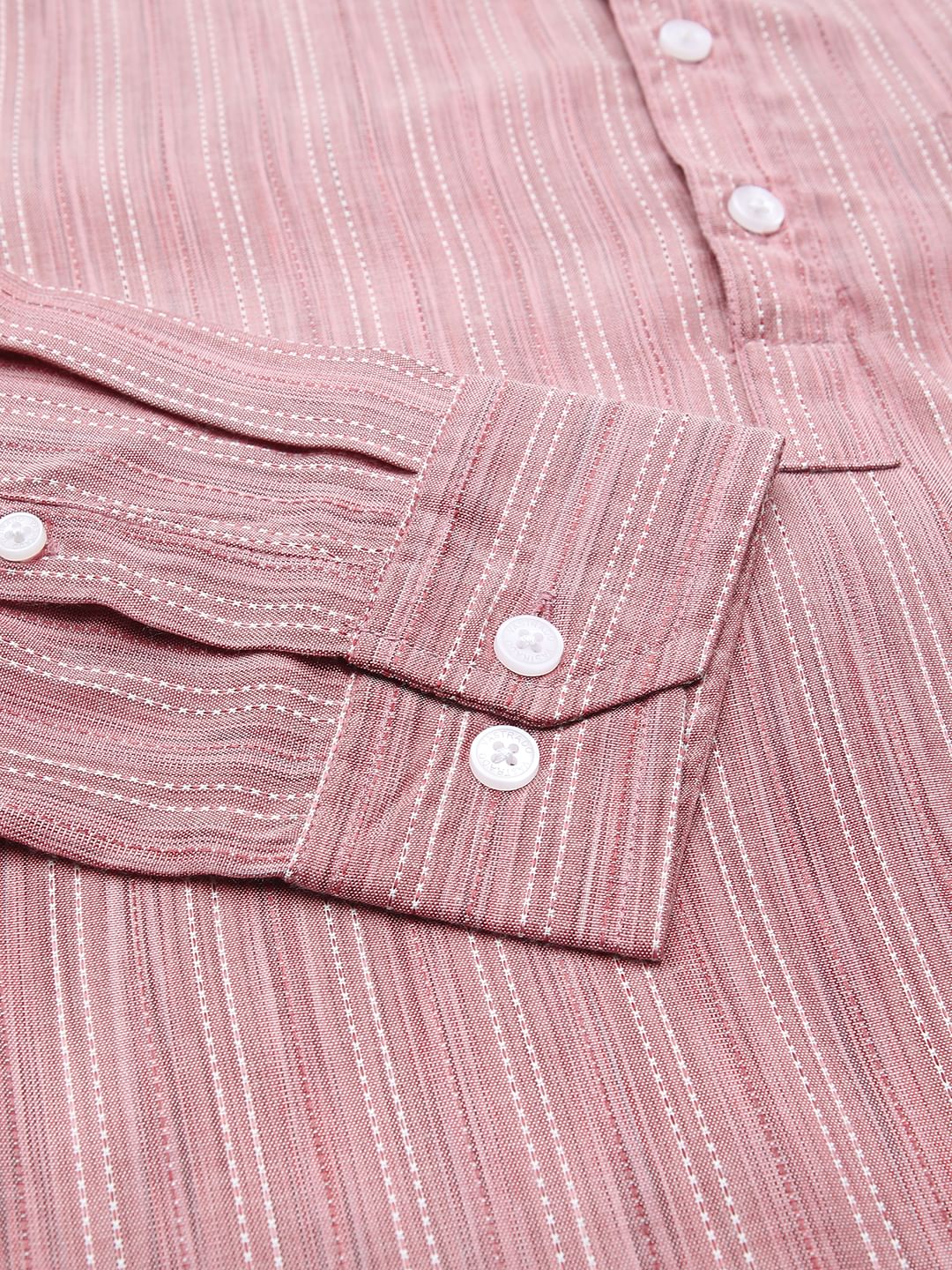 Pale Rose Pink Dobby Striped Kurta