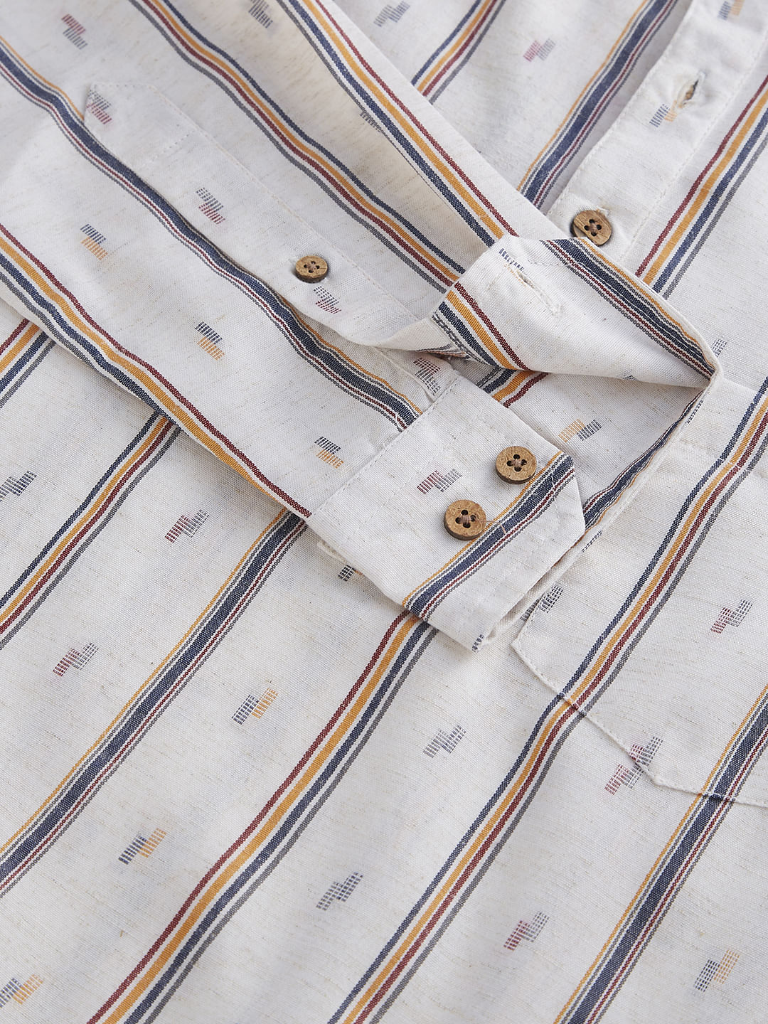 Modish Multicolour Striped Linen Kurta
