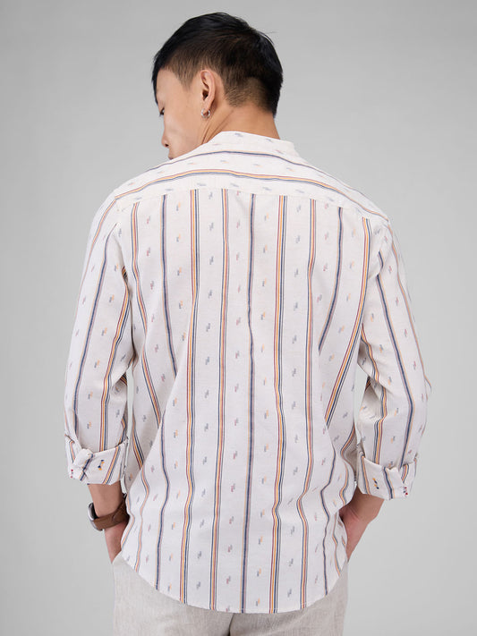 Modish Multicolour Striped Linen Kurta