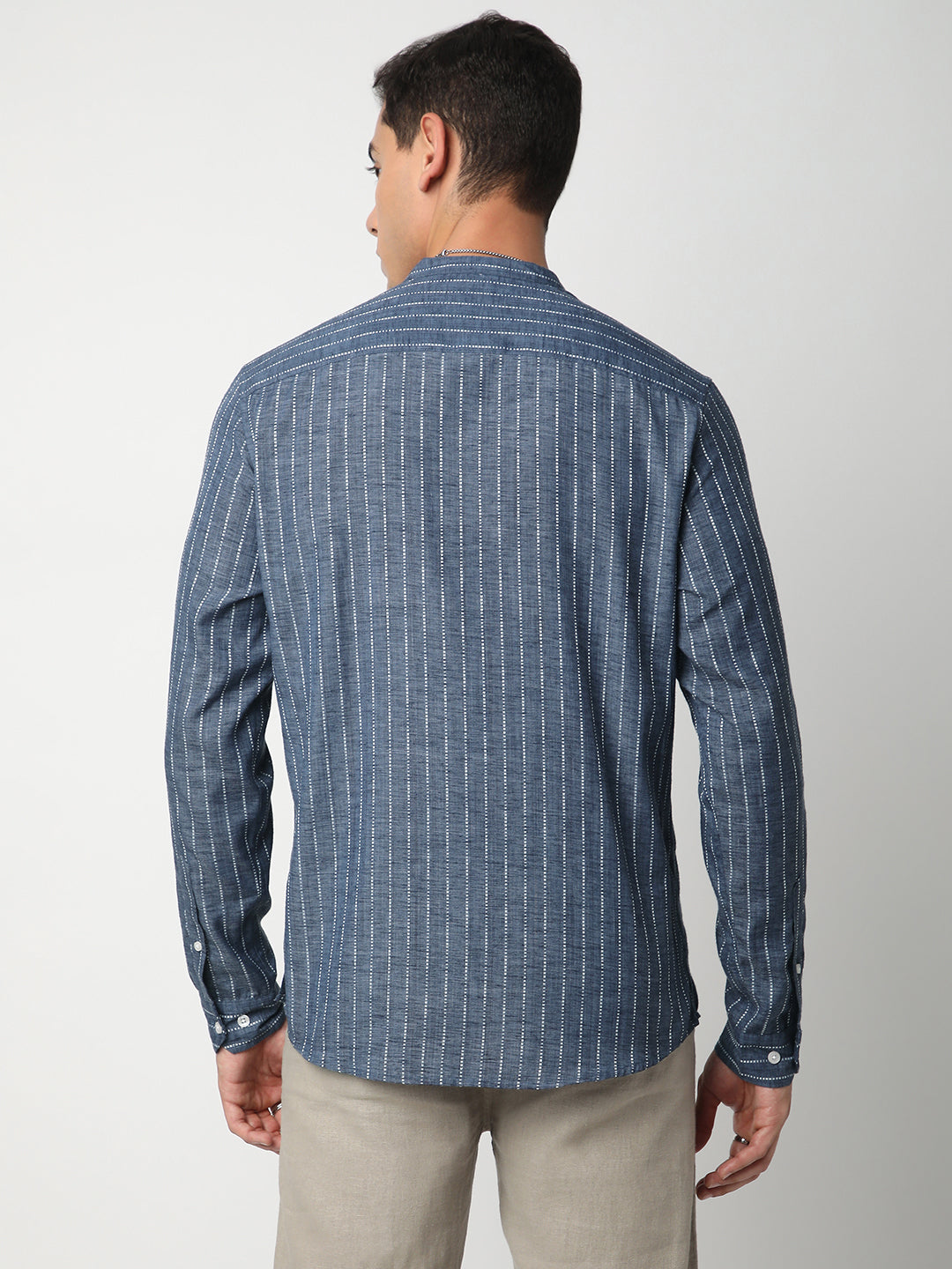 Aegean Blue Chalk Striped Kurta