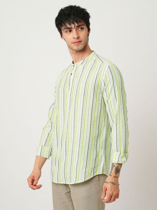 Candy Striped Virescent Seersucker Kurta