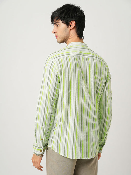 Candy Striped Virescent Seersucker Kurta