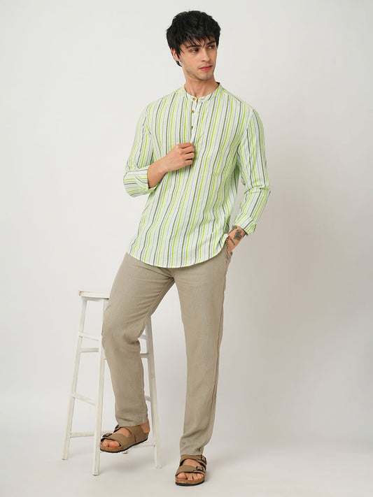 Candy Striped Virescent Seersucker Kurta