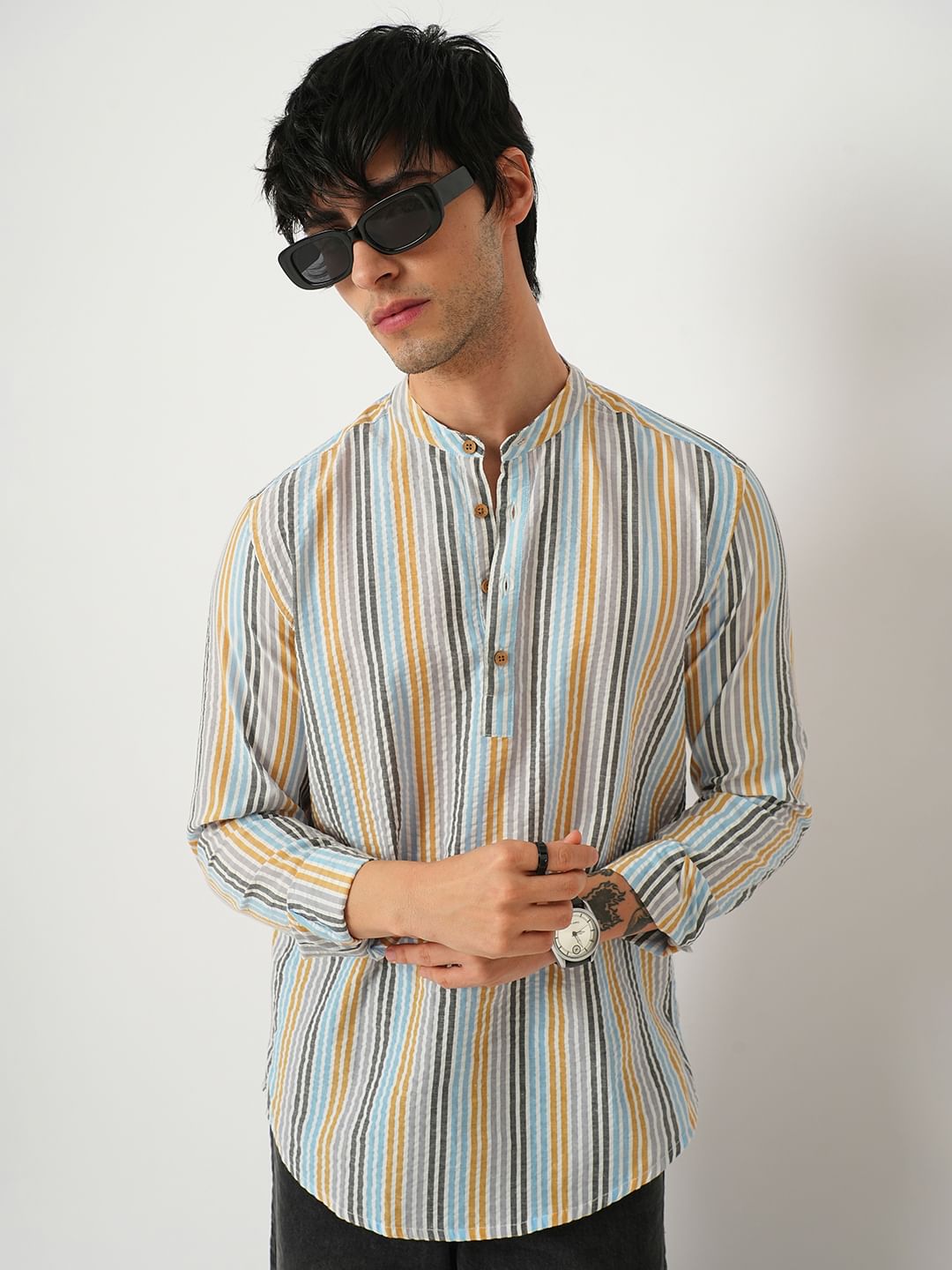 Candy Striped Seersucker Multicolour Kurta
