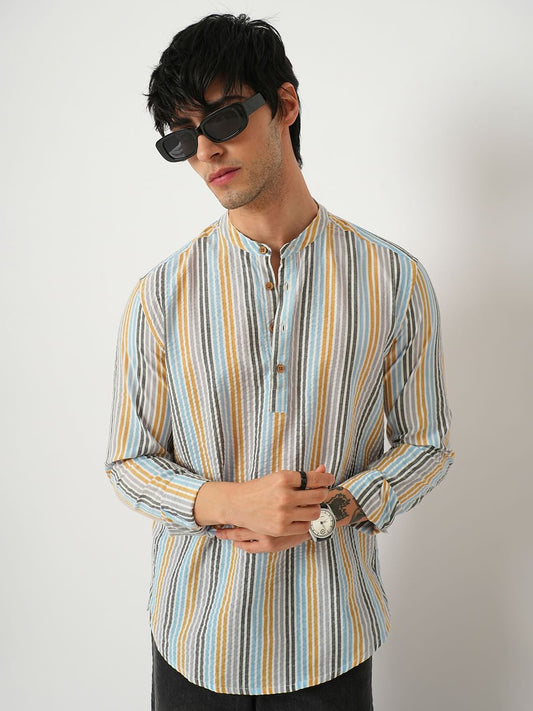 Candy Striped Seersucker Multicolour Kurta