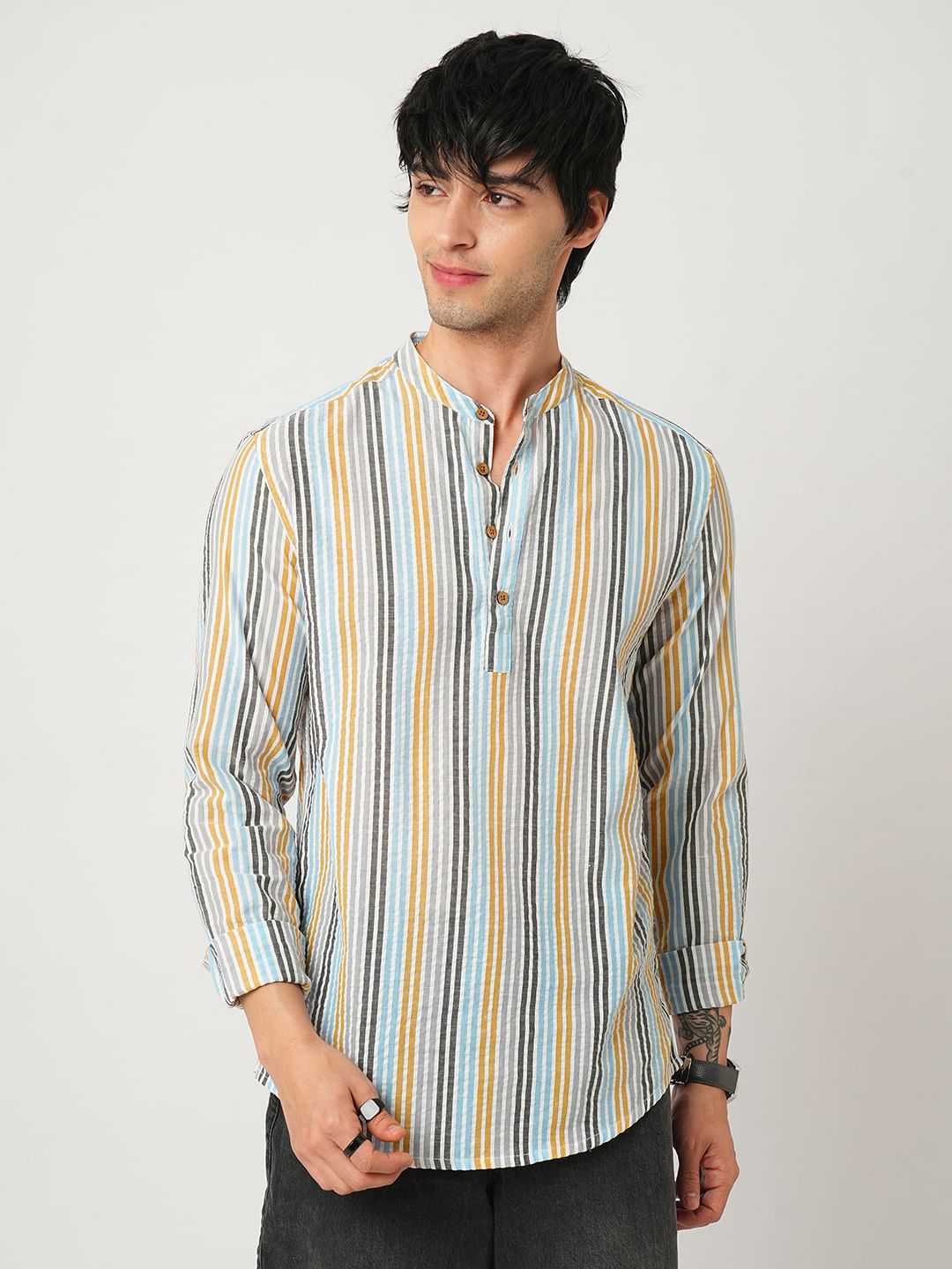 Candy Striped Seersucker Multicolour Kurta