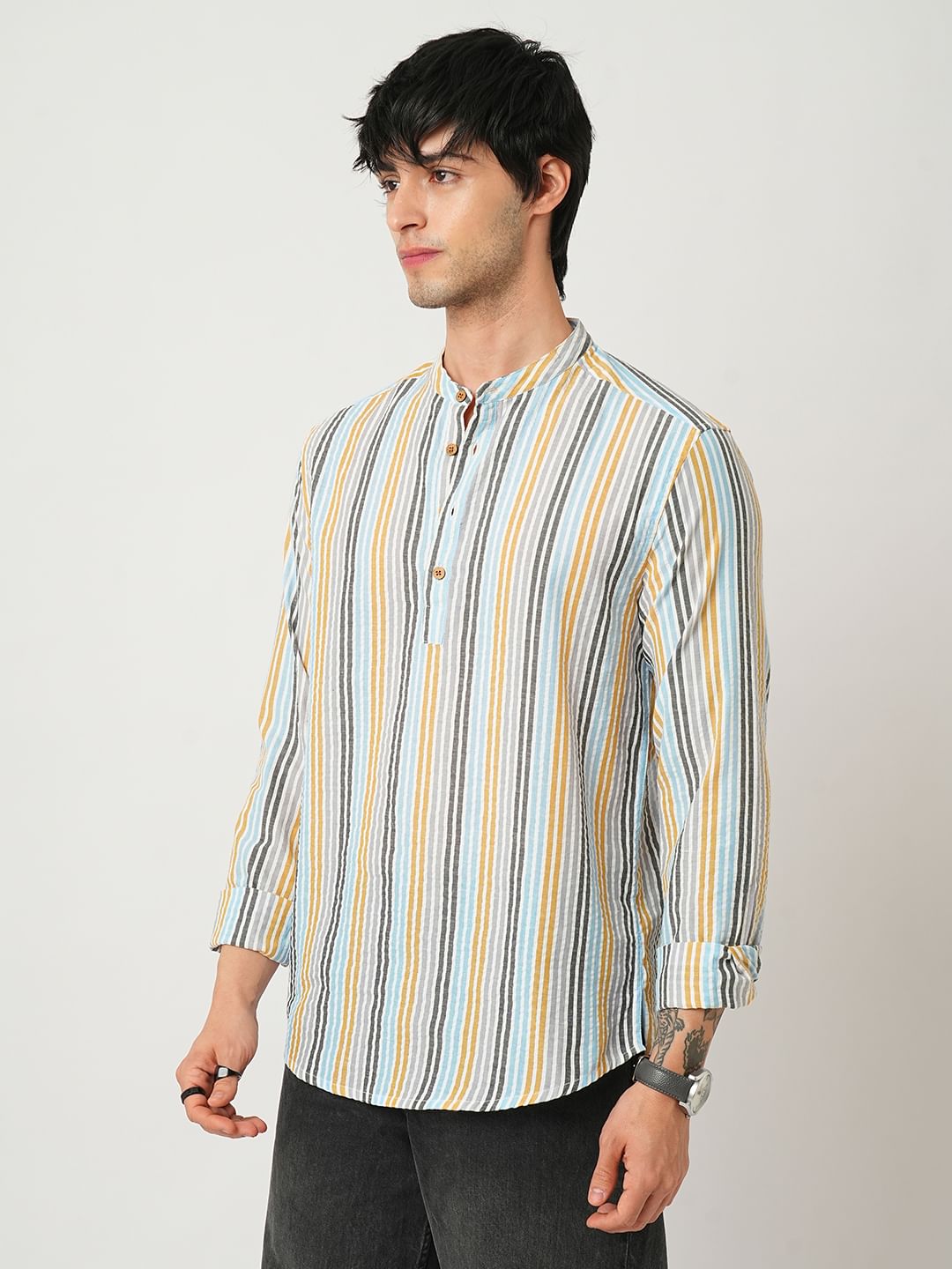 Candy Striped Seersucker Multicolour Kurta