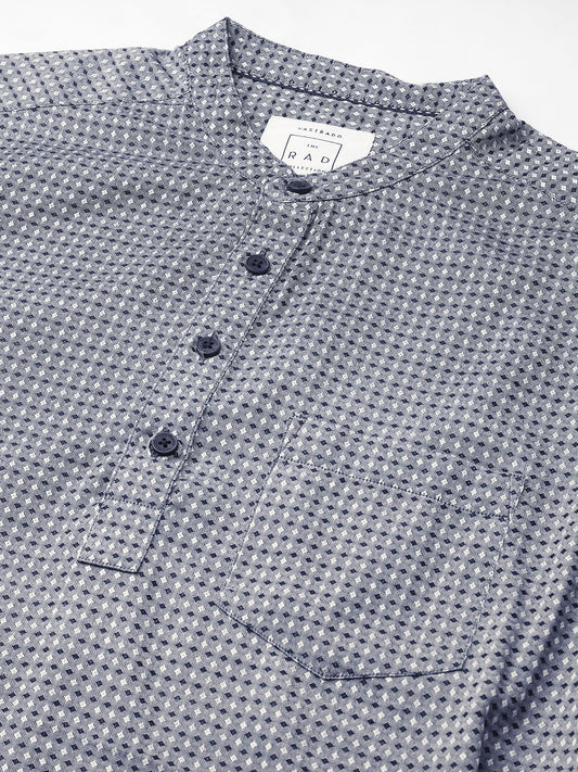 Premium Cotton Navy & Grey Diamond Dobby Kurta