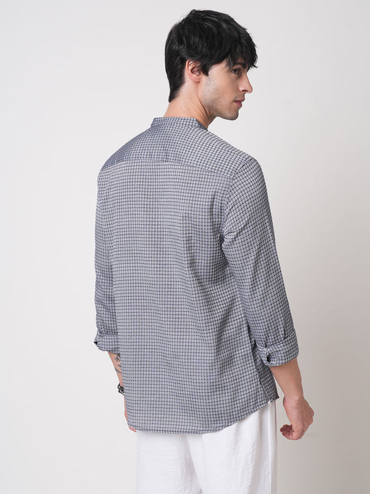 Premium Cotton Navy & Grey Diamond Dobby Kurta