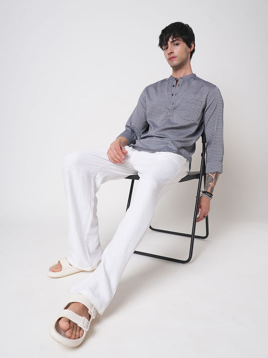 Premium Cotton Navy & Grey Diamond Dobby Kurta