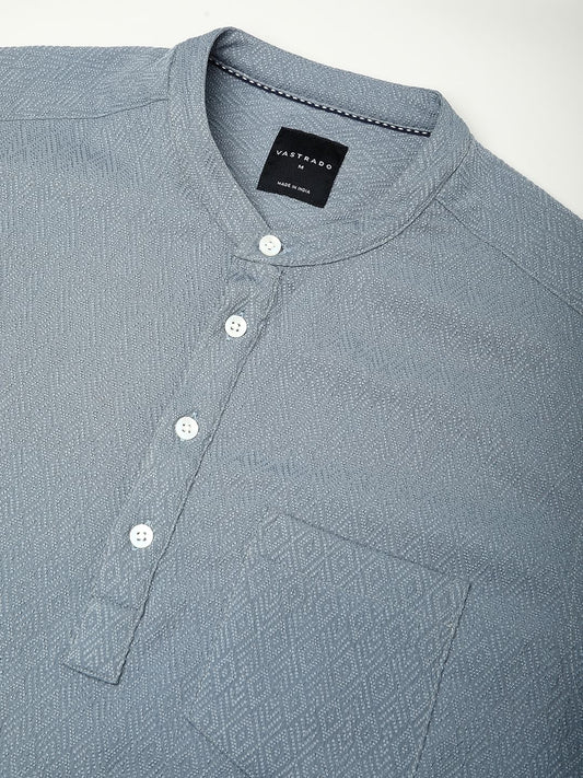 Ornate Turkish Blue Jacquard Kurta