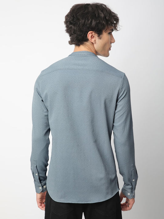 Ornate Turkish Blue Jacquard Kurta