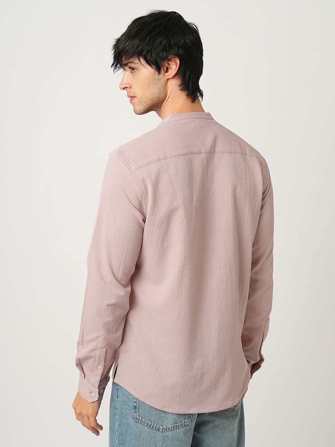 Pearl Pink Lozenge Jacquard Kurta