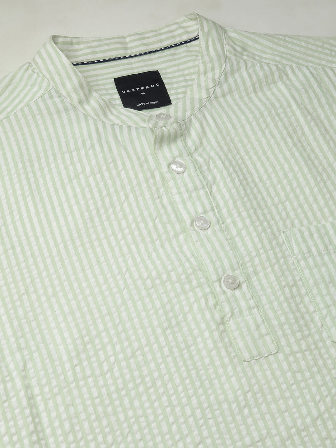 Mint Green Striped Seersucker Kurta