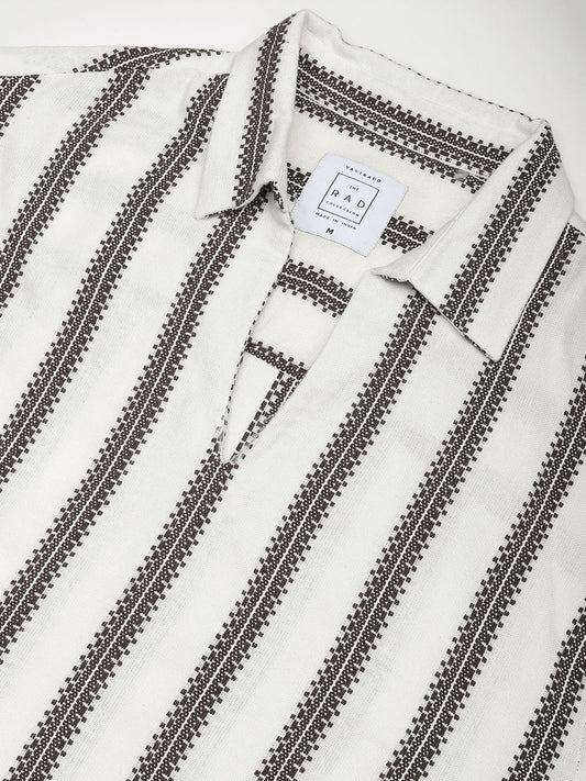 Premium Cotton White & Olive Embroidered Oversized Polo Shirt
