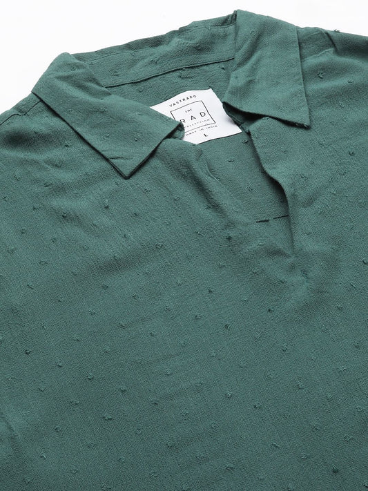 Persian Green Ditsy Dobby Oversized Polo Shirt