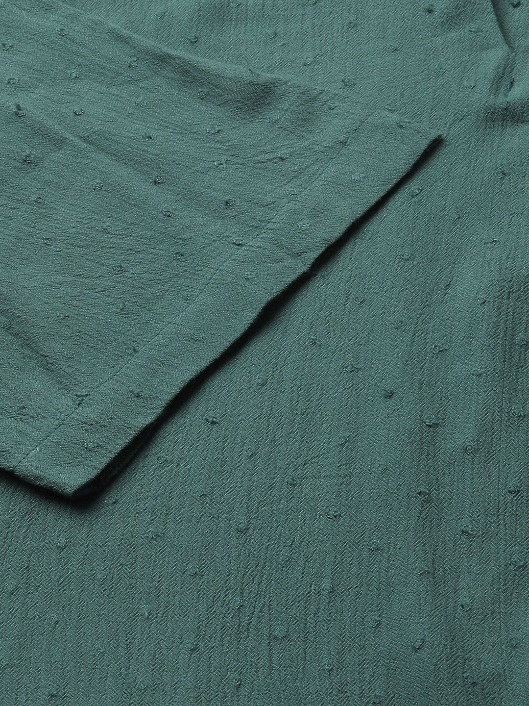 Persian Green Ditsy Dobby Oversized Polo Shirt