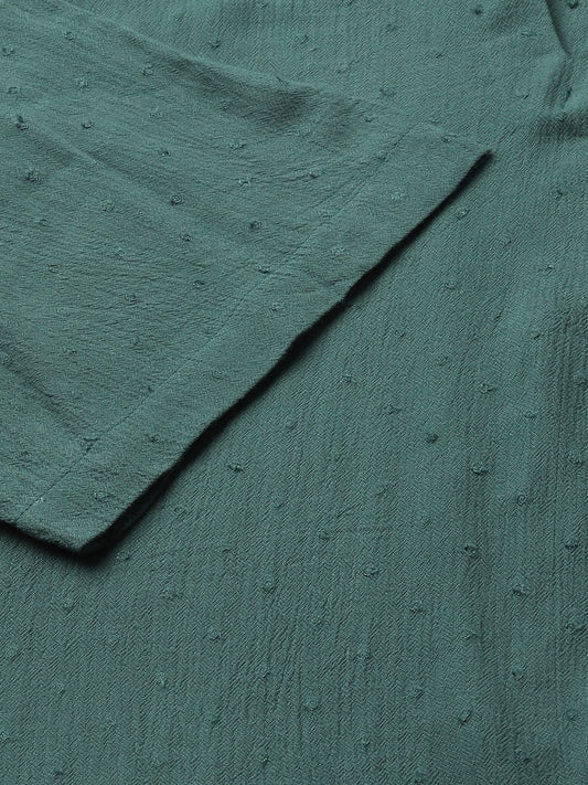 Persian Green Ditsy Dobby Oversized Polo Shirt