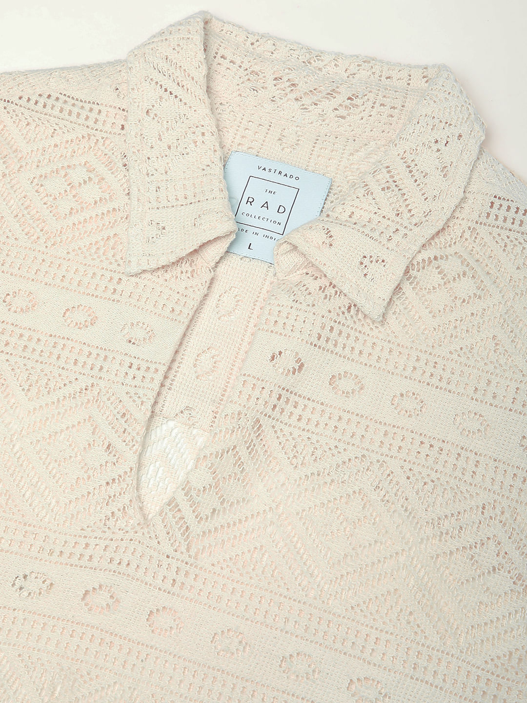 Finesse Ivory Breezy Mesh Oversized Polo Shirt