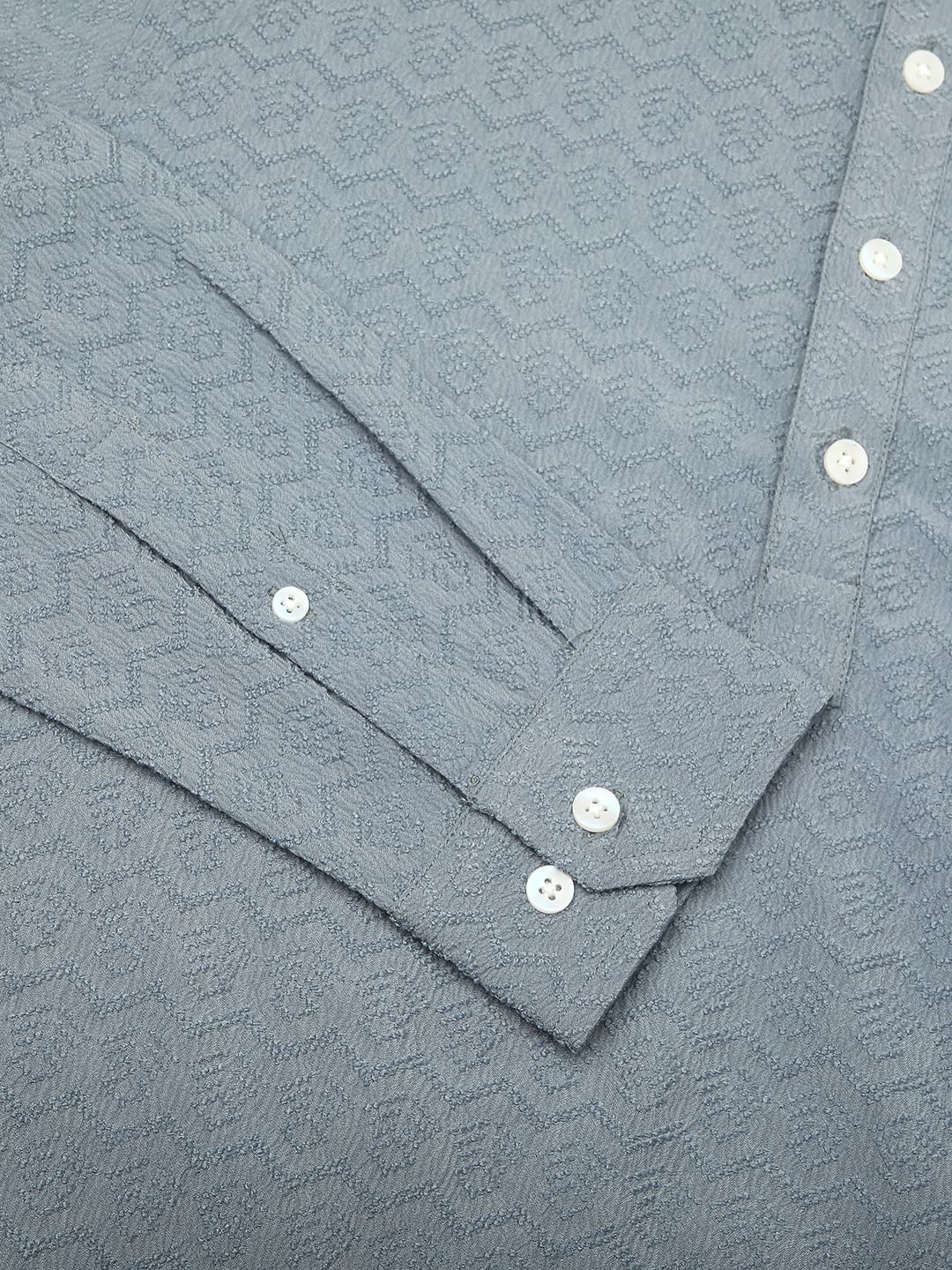 Cadet Grey Zig-Zag Jacquard Kurta