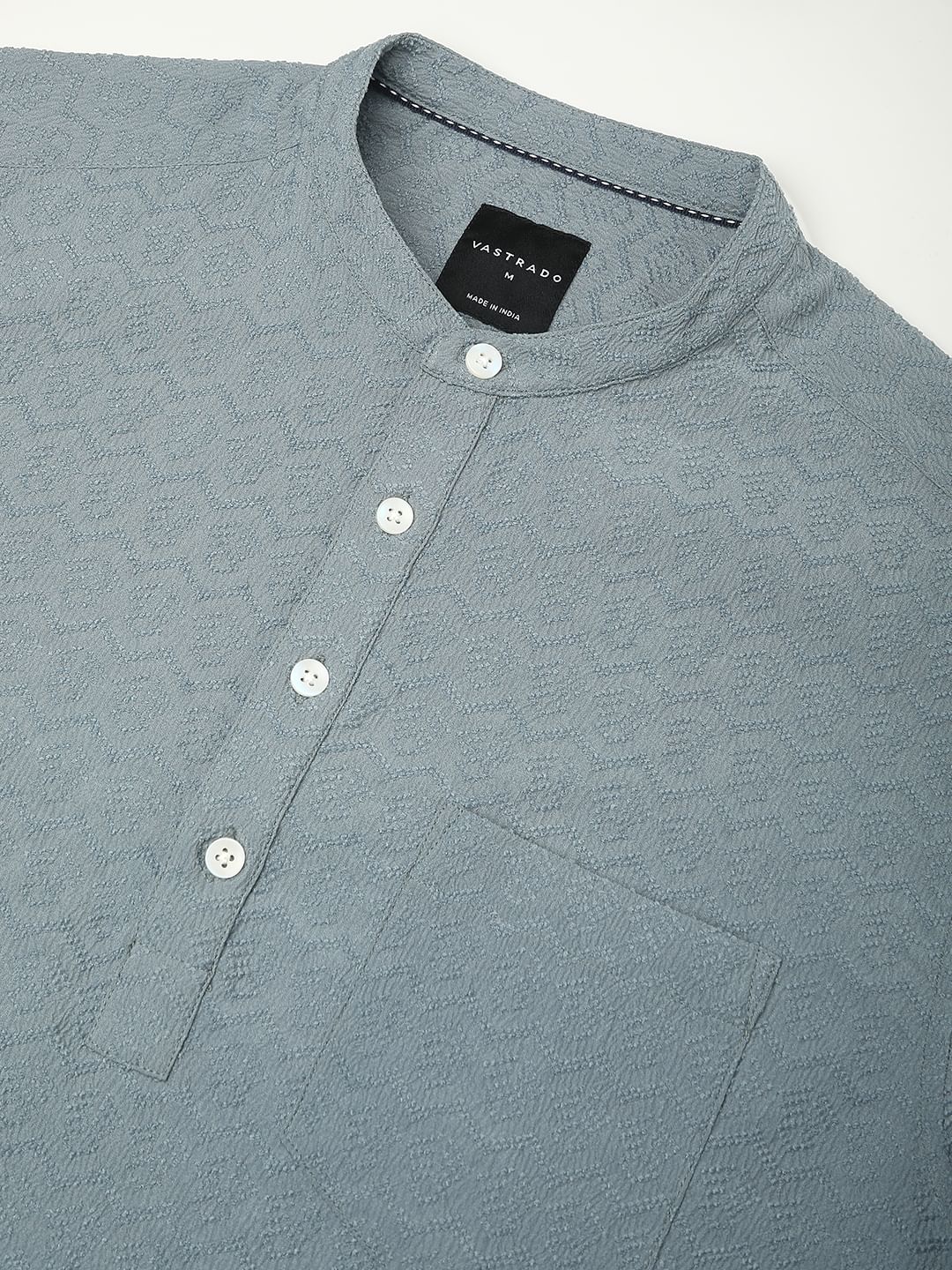 Cadet Grey Zig-Zag Jacquard Kurta