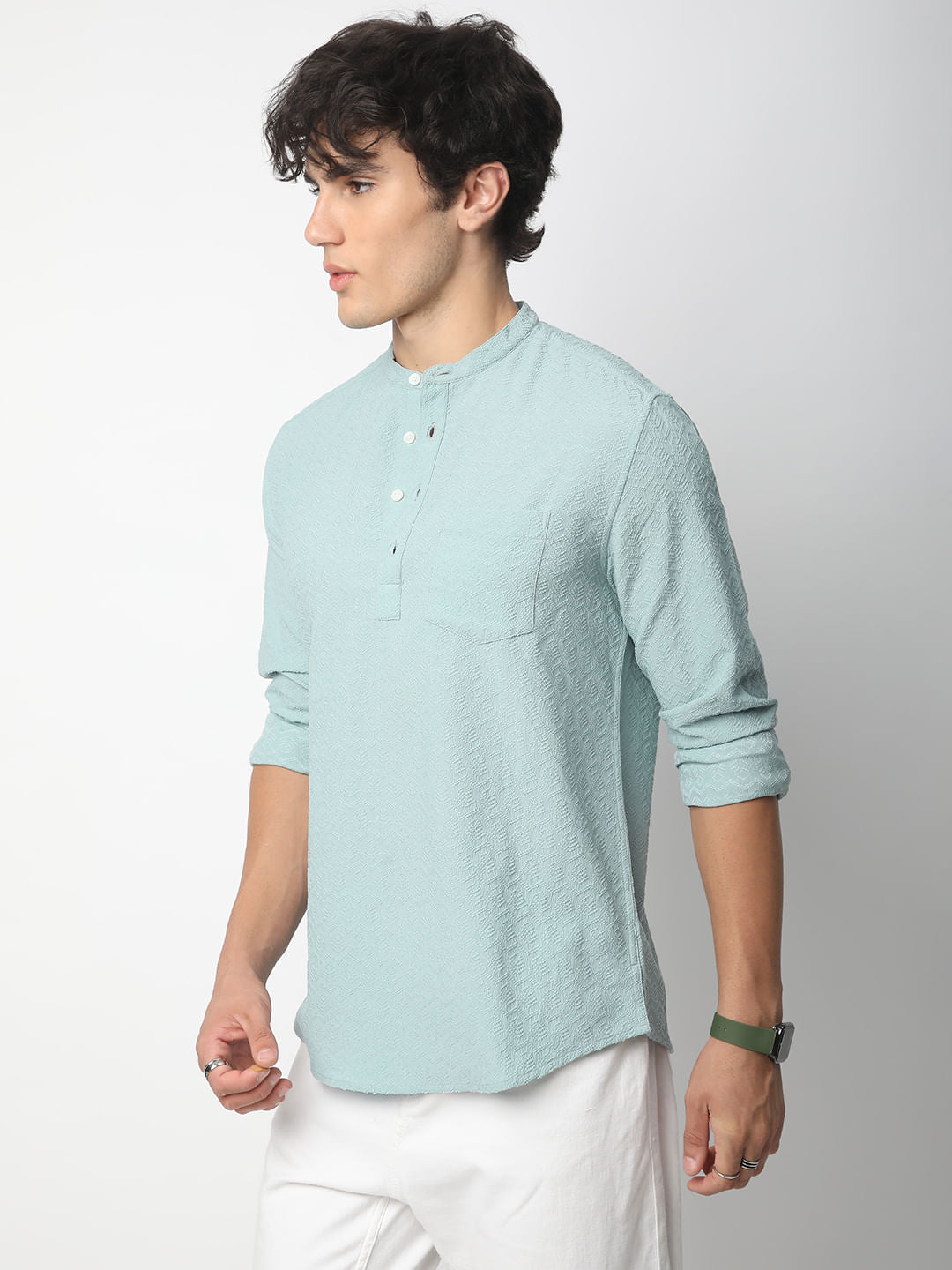 Eccentric Sea Foam Blue Jacquard Kurta