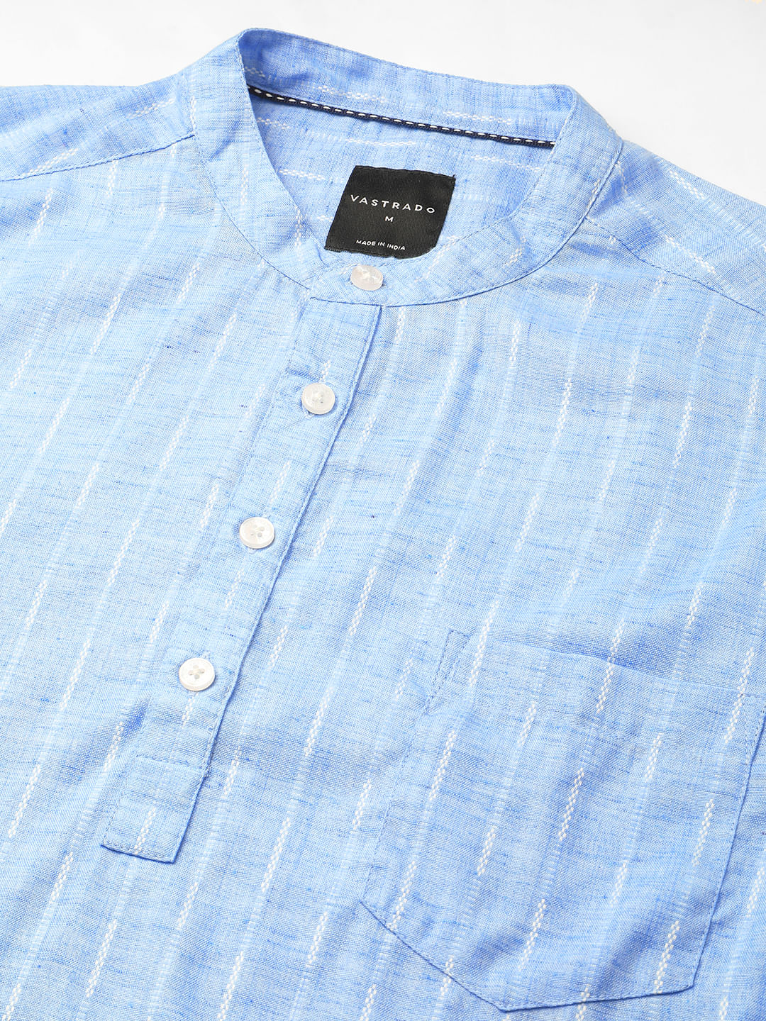 Sky Blue Dobby Textured Kurta