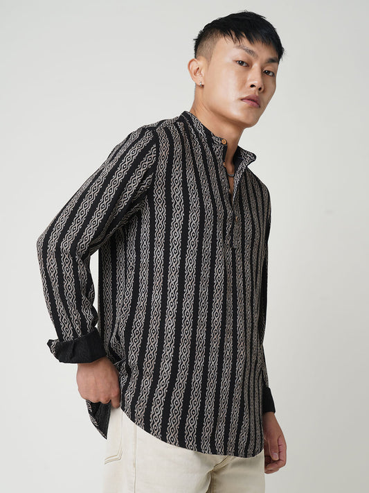 Black & Golden Ethnic Motifs Printed Kurta