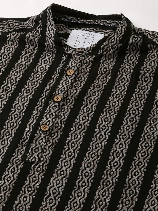 Black & Golden Ethnic Motifs Printed Kurta