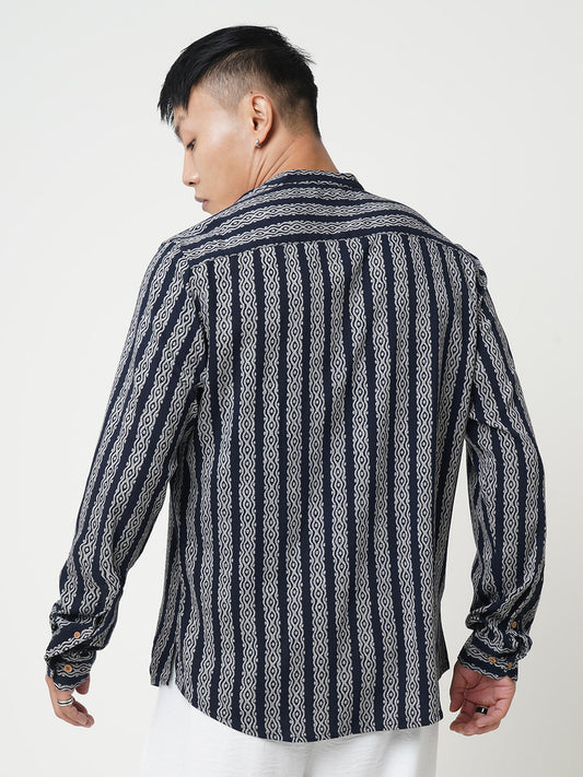 Navy & Golden Ethnic Motifs Printed Kurta