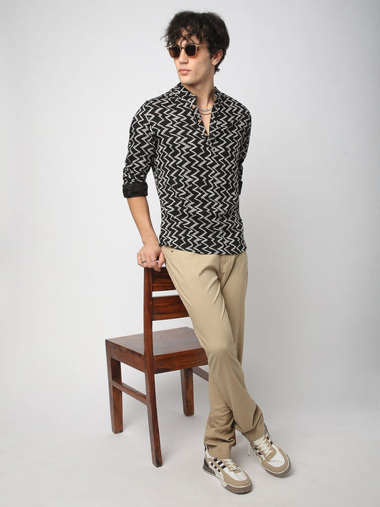 Black Ikat Printed Kurta