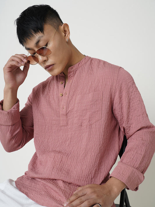 Peach Blossom Jacquard Crushed Kurta