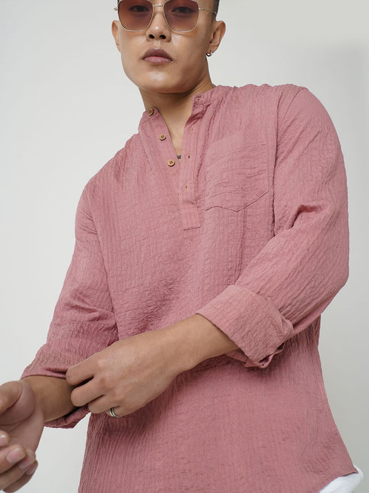 Peach Blossom Jacquard Crushed Kurta