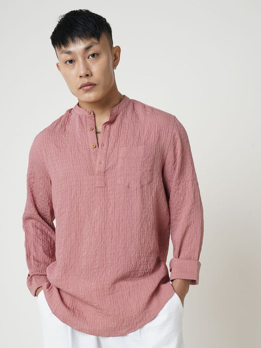 Peach Blossom Jacquard Crushed Kurta