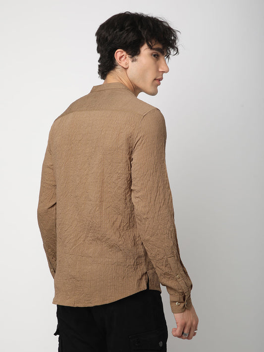 Chocolate Brown Jacquard Crushed Kurta