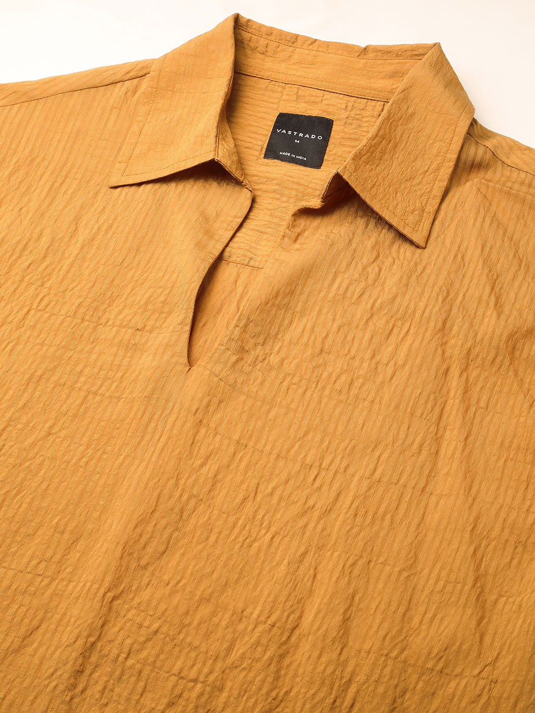Apricot Stripe Oversized Polo Crinkled Shirt