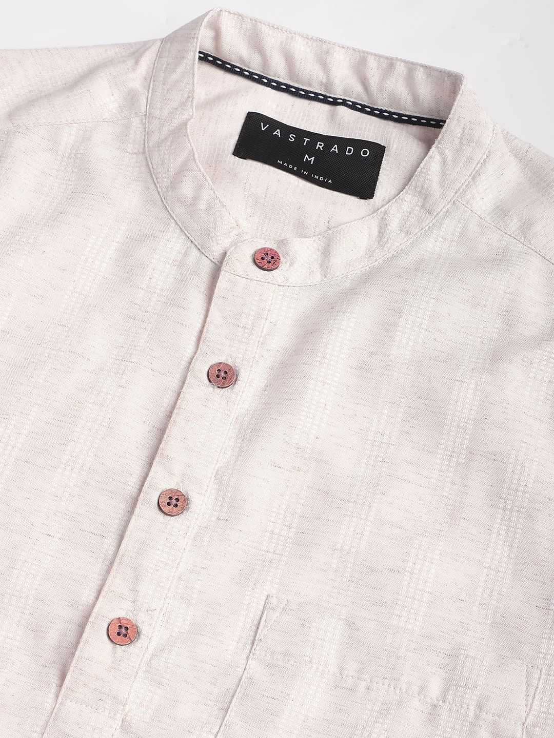 Ivory Dobby Striped Textured Kurta