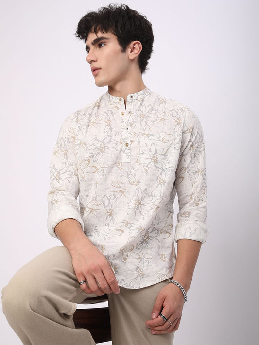 Voguish White Floral Printed Kurta